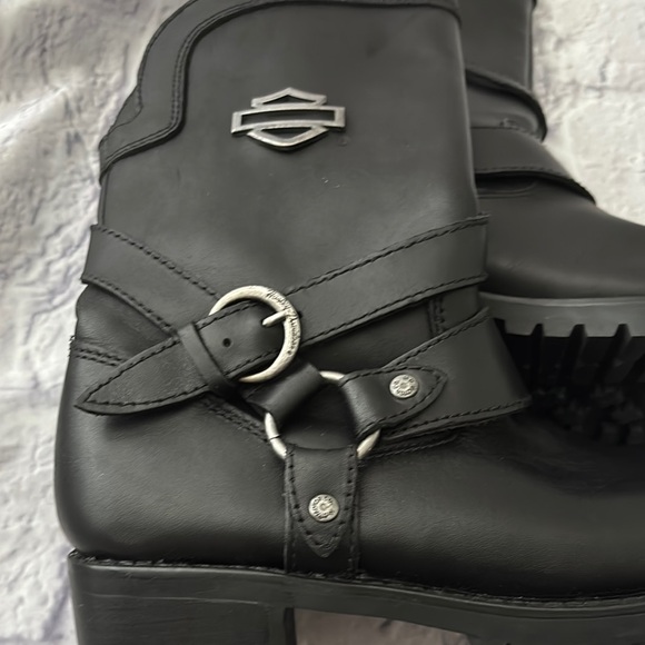 🔵 “NWOT” HARLEY-DAVIDSON Black Leather Motorcycle Boots - Picture 5 of 13